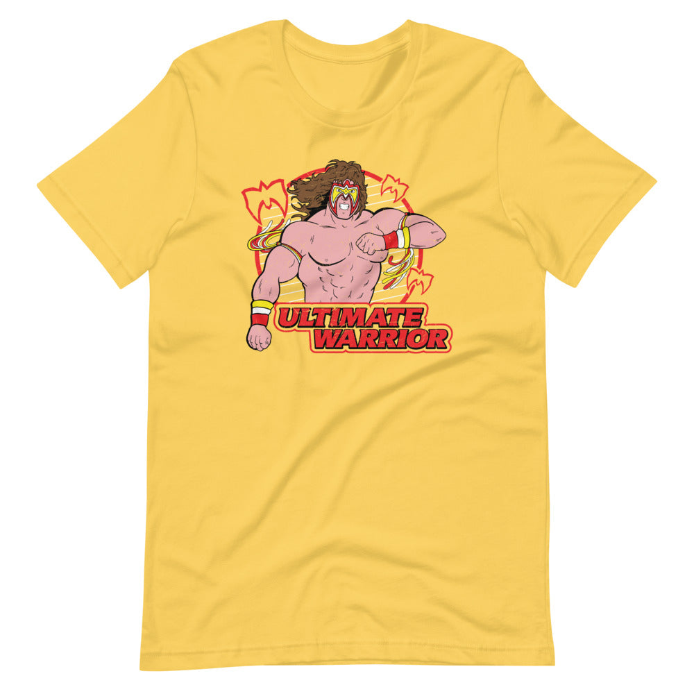 [Color:Yellow] Ultimate Warrior Vintage Illustrated Graphic T-Shirt