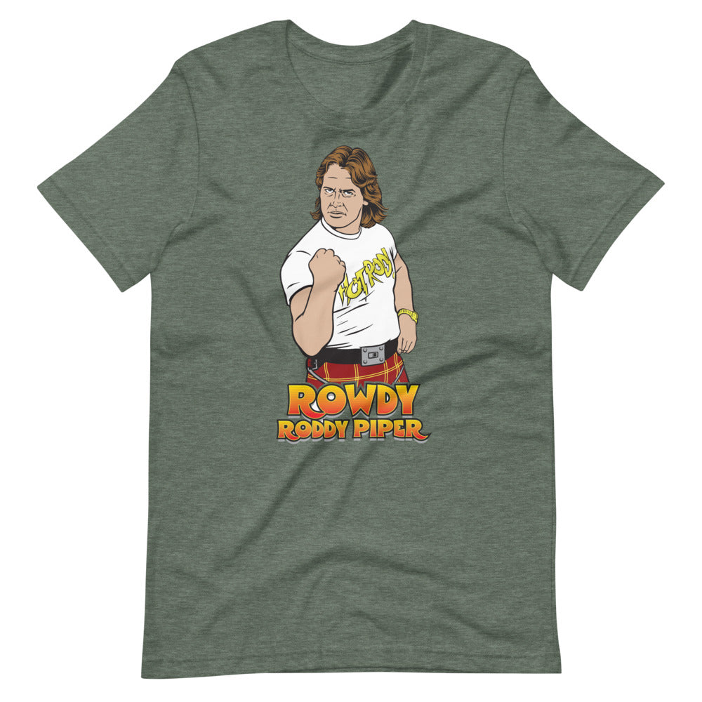 [Color:Heather Forest] Rowdy Roddy Piper "Illustrated Pose" T-Shirt