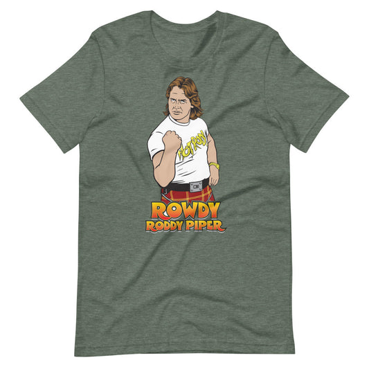 [Color:Heather Forest] Rowdy Roddy Piper "Illustrated Pose" T-Shirt