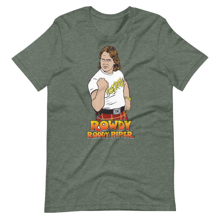 [Color:Heather Forest] Rowdy Roddy Piper "Illustrated Pose" T-Shirt