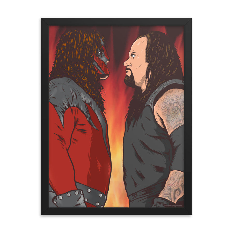 Kane vs Undertaker 18x24 Framed Giclée Print
