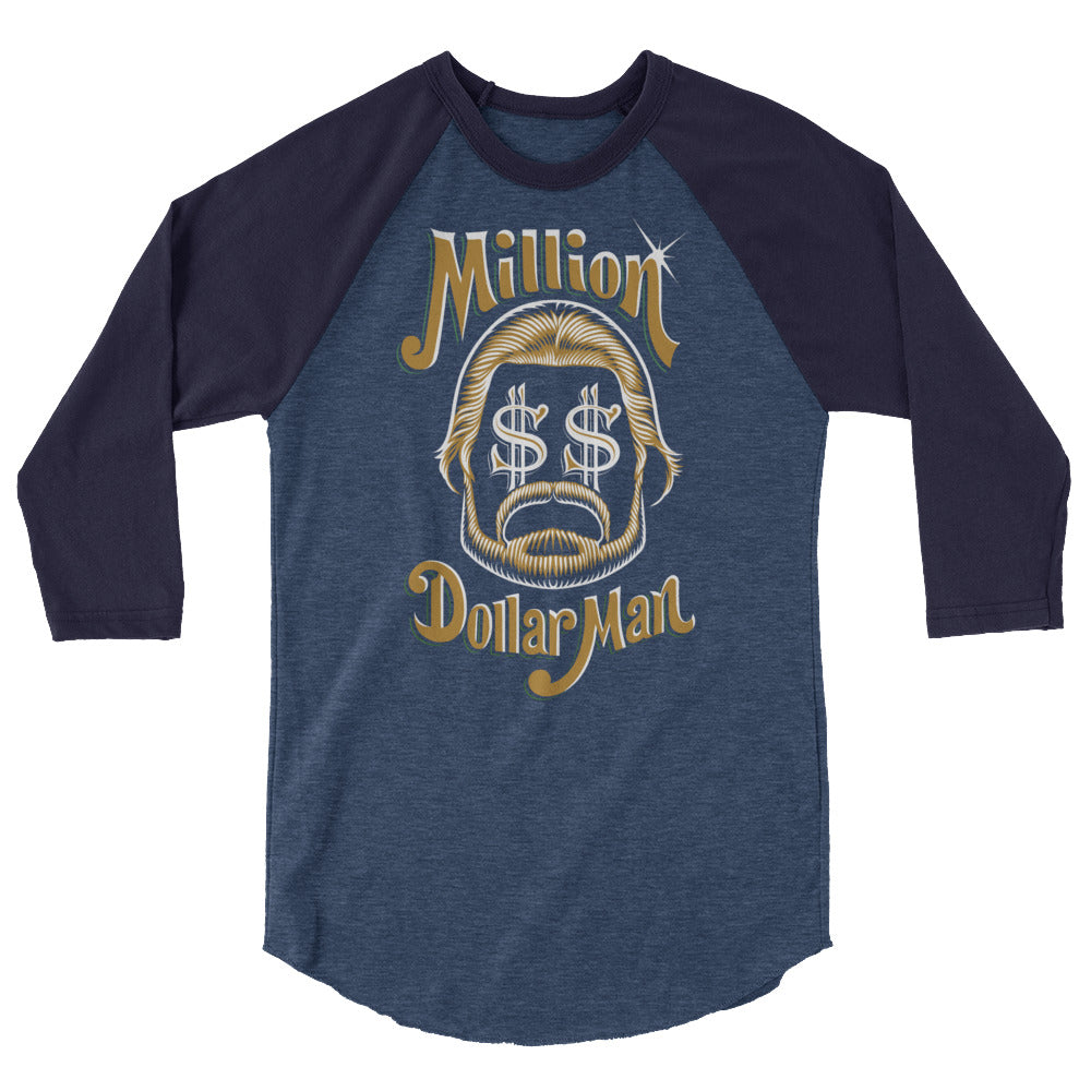 “Million Dollar Man” Ted DiBiase "Dollar Signs" 3/4 Sleeve Raglan Shirt