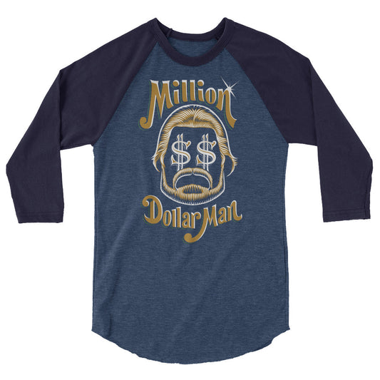 “Million Dollar Man” Ted DiBiase "Dollar Signs" 3/4 Sleeve Raglan Shirt