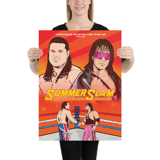 Bret Hart vs British Bulldog 18x24 Giclée Print