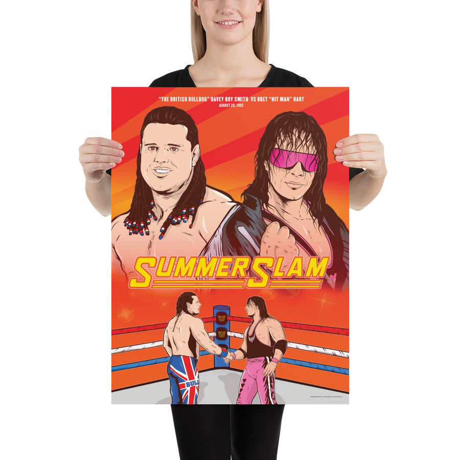 Bret Hart vs British Bulldog 18x24 Giclée Print