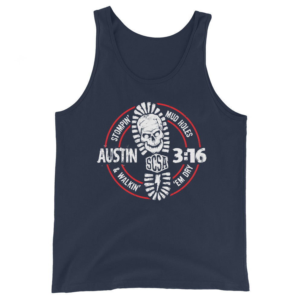 [Color:Navy] Stone Cold Steve Austin "Stompin' Mudholes" Tank Top