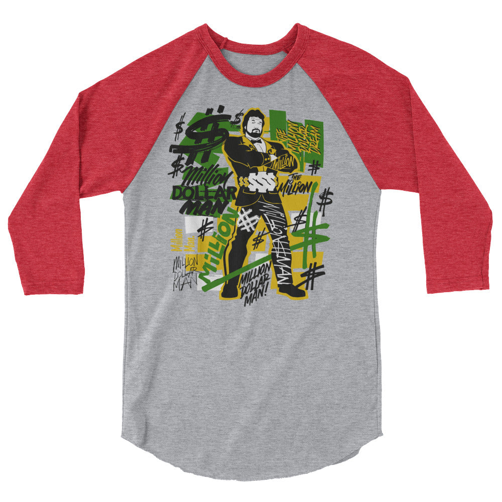 “Million Dollar Man” Ted DiBiase "Millions" 3/4 Sleeve Raglan Shirt