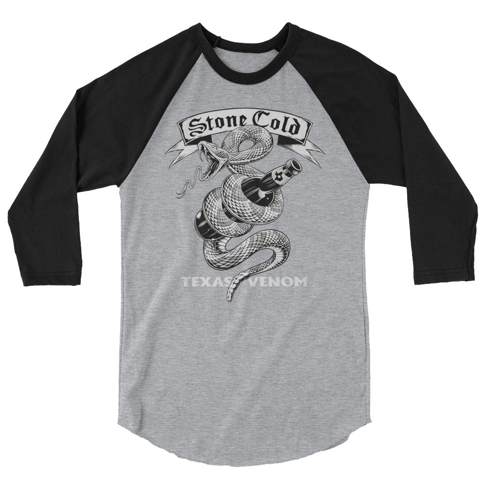 [Color:Heather Grey/Black] Stone Cold Steve Austin "Texas Venom" 3/4 Sleeve Raglan Shirt
