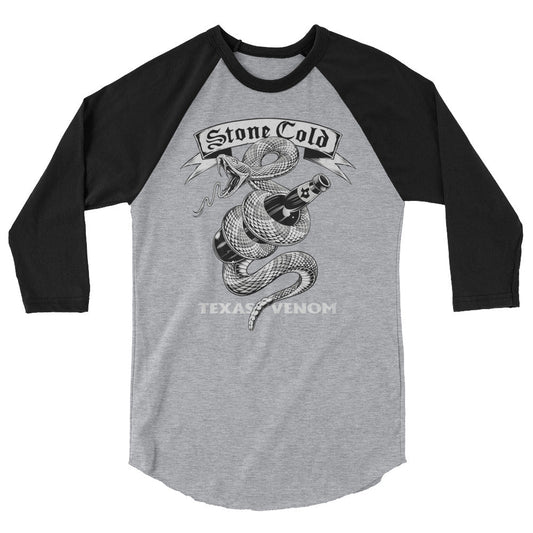 [Color:Heather Grey/Black] Stone Cold Steve Austin "Texas Venom" 3/4 Sleeve Raglan Shirt