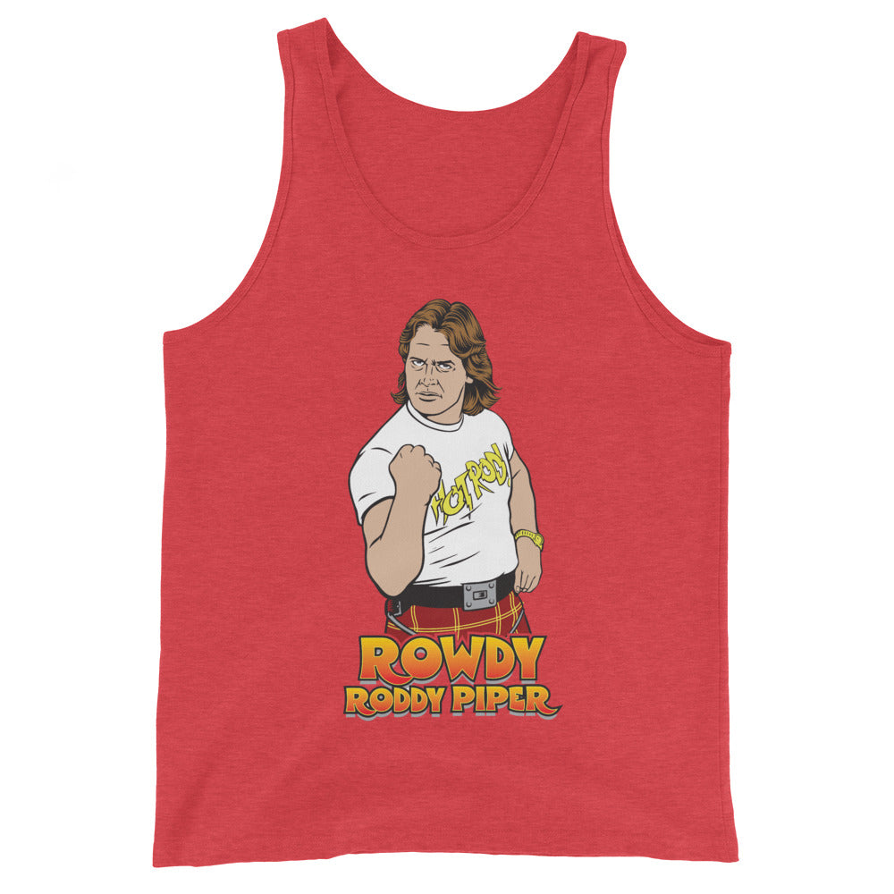 [Color:Red Triblend] Andre The Giant "Boots" Tank TopRowdy Roddy Piper "Illustrated" Tank Top