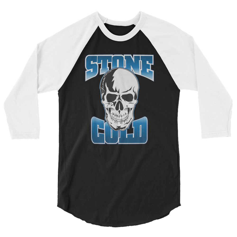 [Color:Black/White] Stone Cold Steve Austin "Stone Cold Skull" 3/4 Sleeve Raglan Shirt