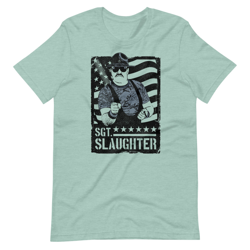 [Color:Heather Prism Dusty Blue] Sgt. Slaughter "Poster" T-Shirt