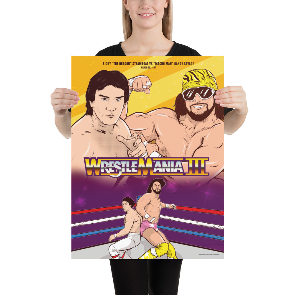 Ricky "The Dragon" Steamboat" vs "Macho Man" Randy Savage 18x24 Giclée Print