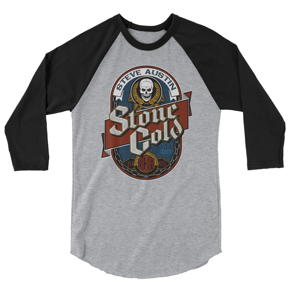 [Color:Heather Grey/Black] Stone Cold Steve Austin "101 Proof" 3/4 Sleeve Raglan Shirt