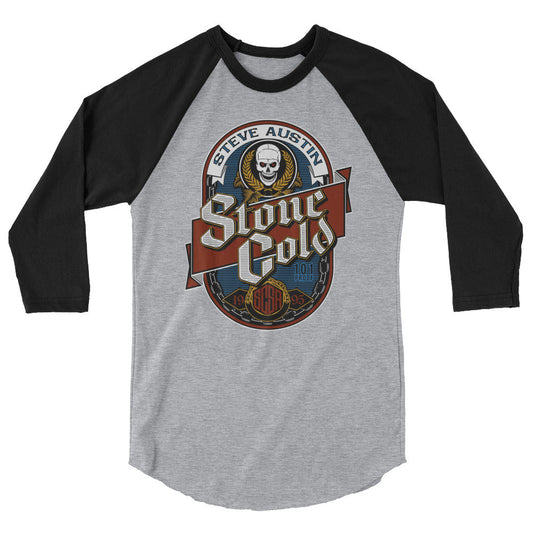 [Color:Heather Grey/Black] Stone Cold Steve Austin "101 Proof" 3/4 Sleeve Raglan Shirt