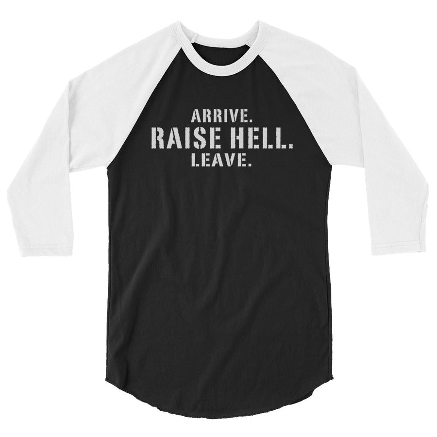 [Color:Black/White] Stone Cold Steve Austin "Arrive. Raise Hell. Leave" 3/4 Sleeve Raglan Shirt