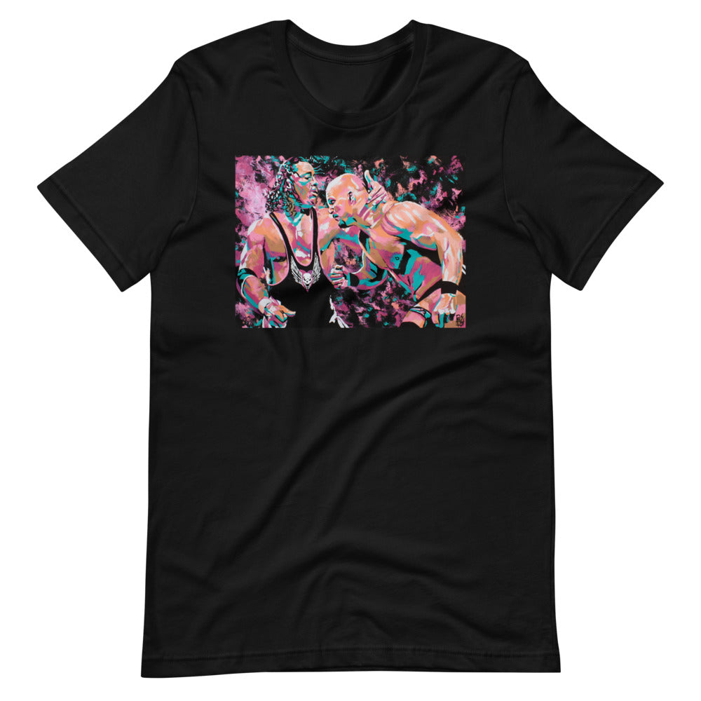 [Color:Black] Bret Hart vs Stone Cold Rob Schamberger T-Shirt