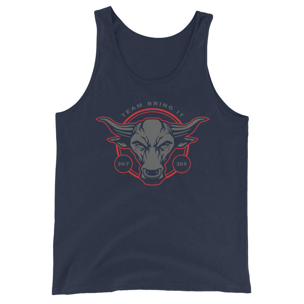 [Color:Navy] The Rock "Team Bring It Bull" Tank Top