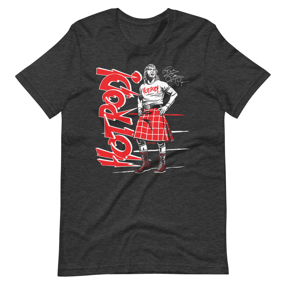 [Color:Dark Grey Heather] Rowdy Roddy Piper "Hot Rod! Signature" T-Shirt