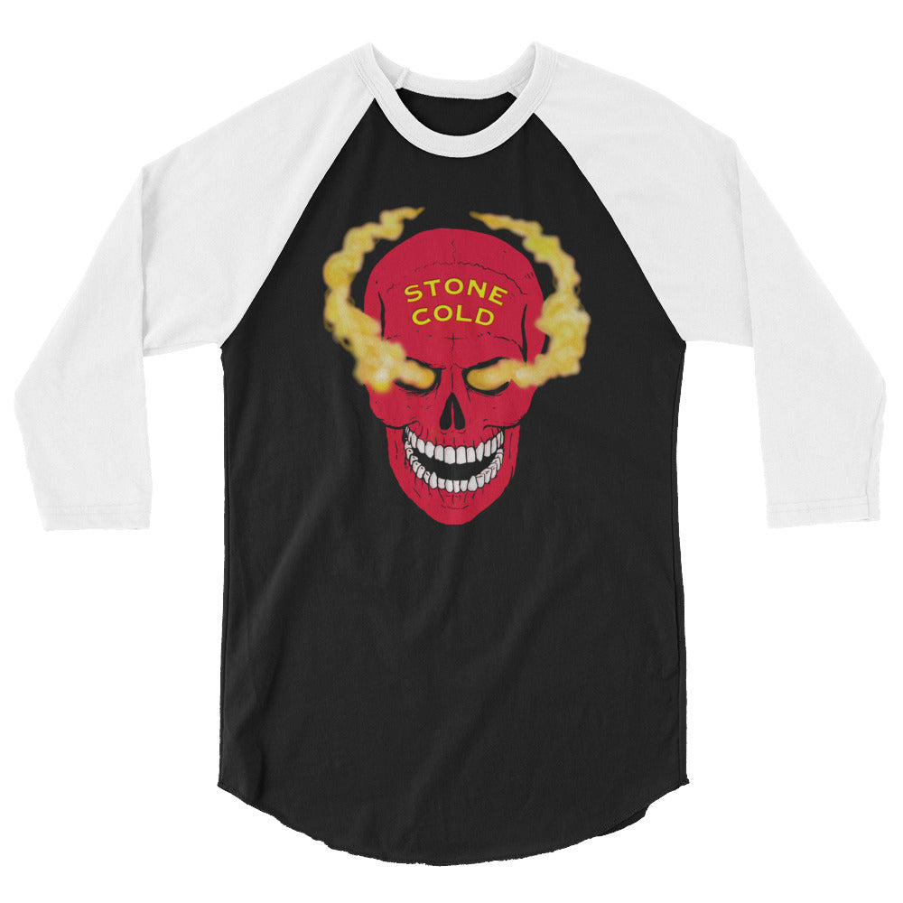 [Color:Black/White] Stone Cold Steve Austin "Red Skull" 3/4 Sleeve Raglan Shirt