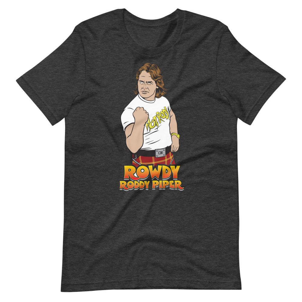[Color:Dark Grey Heather] Rowdy Roddy Piper "Illustrated Pose" T-Shirt