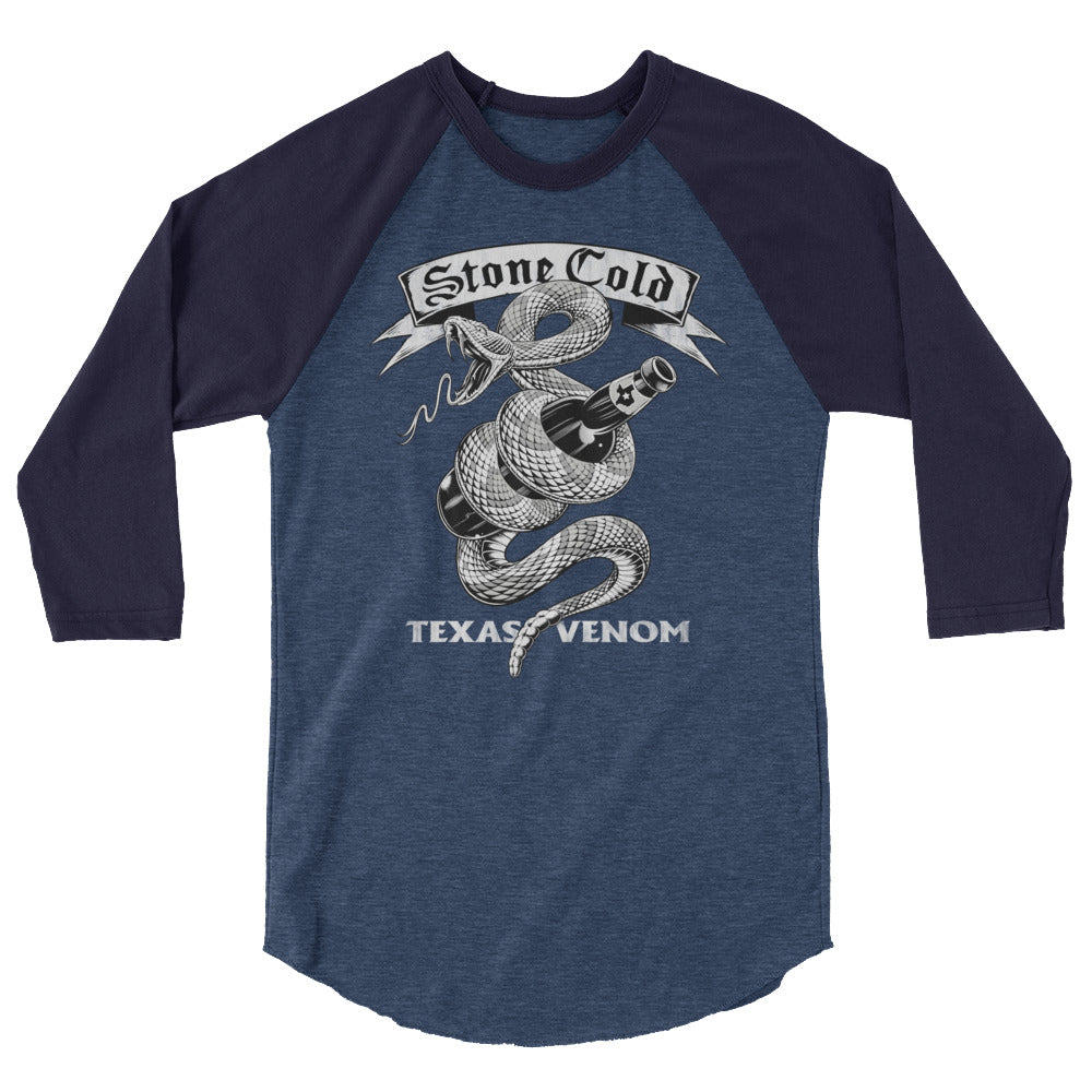[Color:Heather Denim/Navy] Stone Cold Steve Austin "Texas Venom" 3/4 Sleeve Raglan Shirt