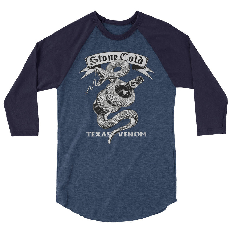 [Color:Heather Denim/Navy] Stone Cold Steve Austin "Texas Venom" 3/4 Sleeve Raglan Shirt