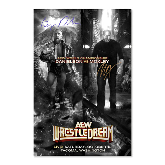 Autographed Matchup Monday Bryan Danielson vs Jon Moxley AEW Wrestledream 2024 LIMITED Art Print (Hand-Numbered 1-50, Ships in Protective Top Loader) Poster PW Catalog