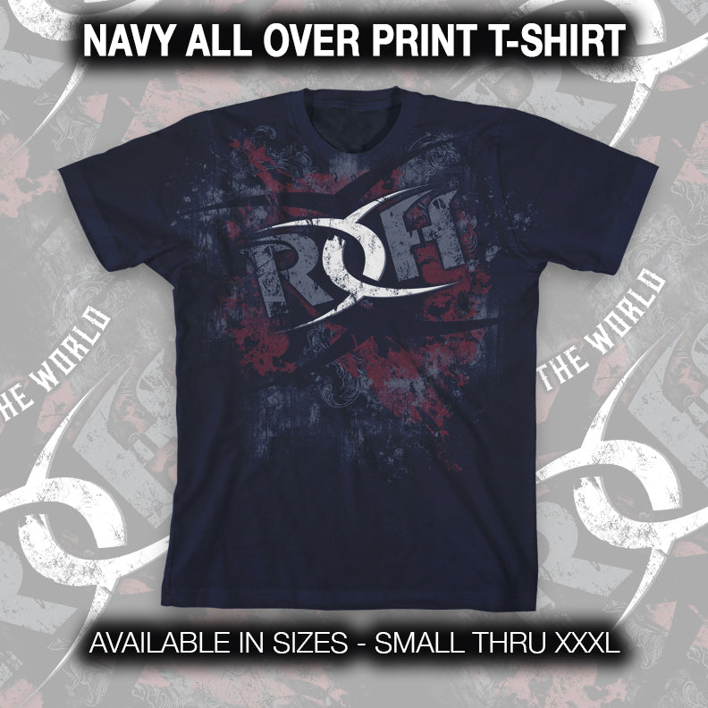 RING OF HONOR "ALL OVER PRINT" NAVY T-SHIRT