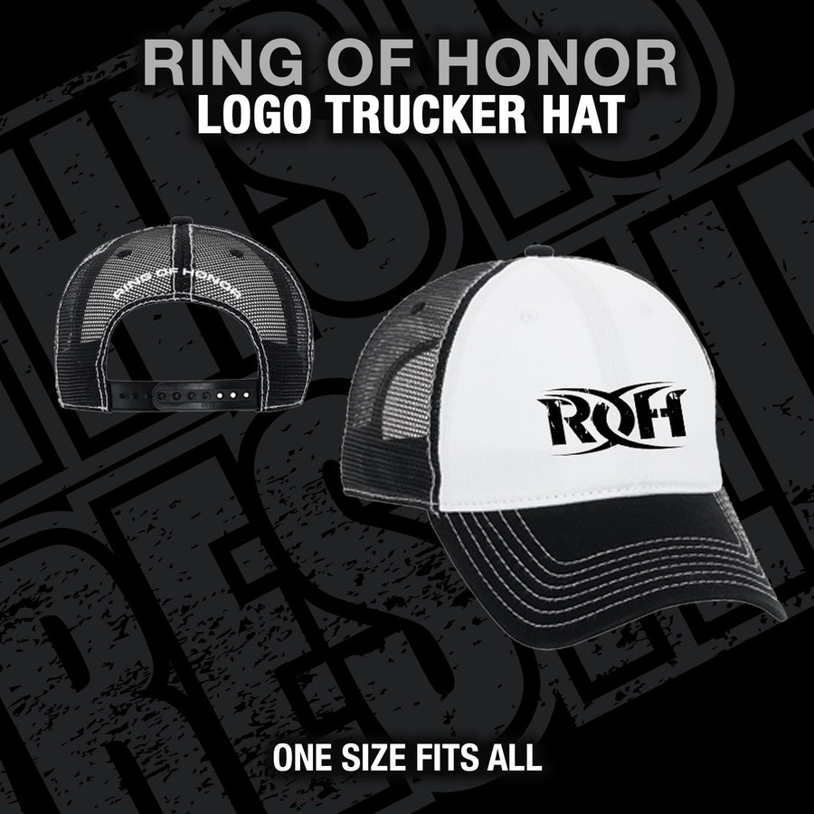 RING OF HONOR BLACK LOGO TRUCKER HAT