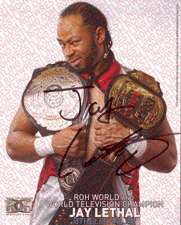 JAY LETHAL UNDISPUTED ROH CHAMPION AUTOGRAPHED 8X10