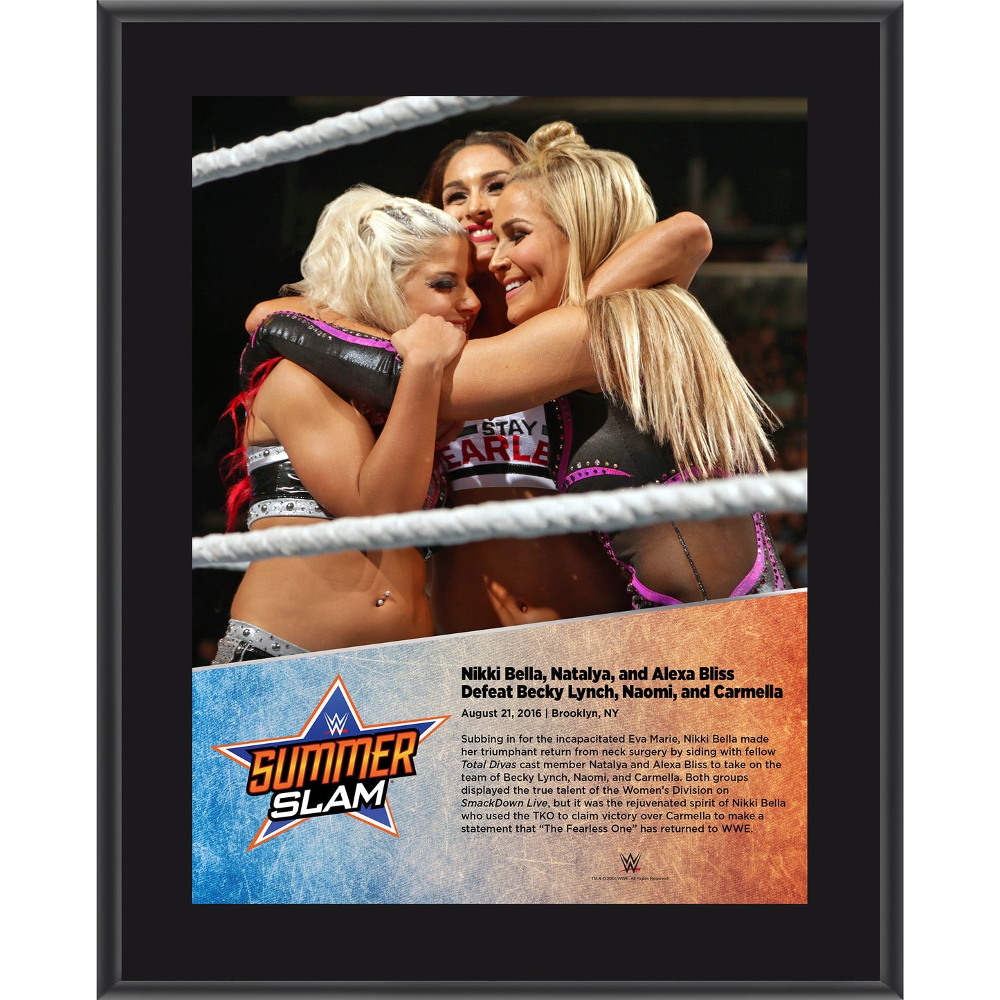 Nikki Bella Alexa Bliss & Natalya 10.5" x 13" 2016 SummerSlam Sublimated Plaque