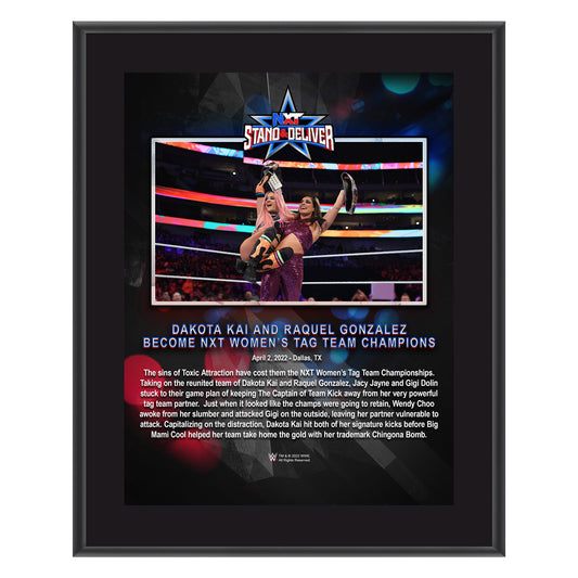Dakota Kai & Raquel Gonzalez NXT Stand & Deliver 2022 10x13 Commemorative Plaque