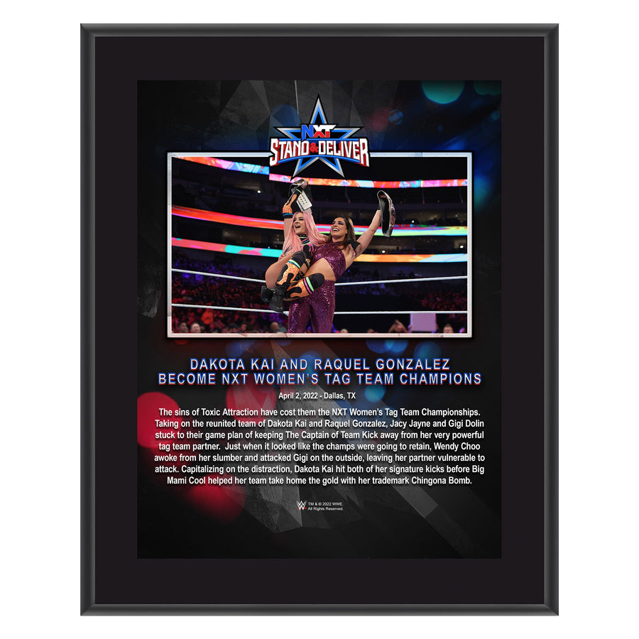 Dakota Kai & Raquel Gonzalez NXT Stand & Deliver 2022 10x13 Commemorative Plaque