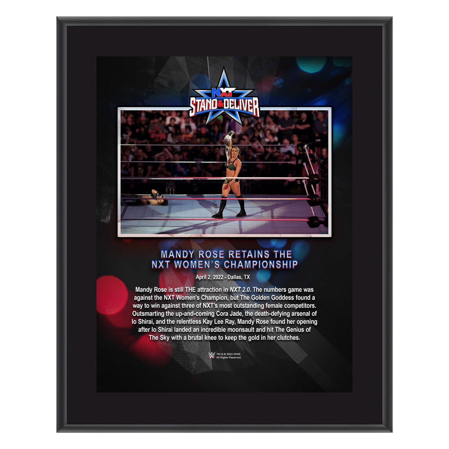 Mandy Rose NXT Stand & Deliver 2022 10x13 Commemorative Plaque