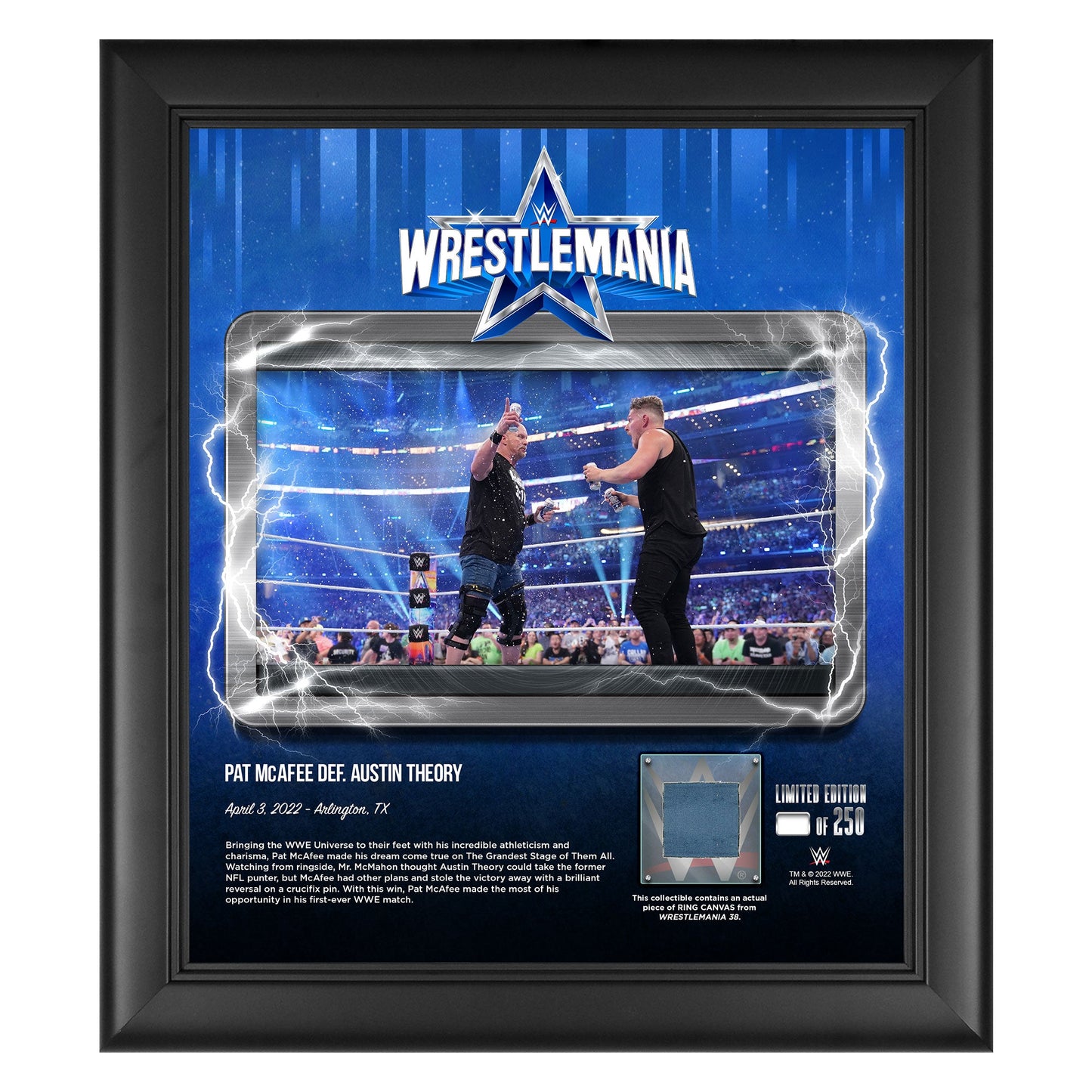 Stone Cold Steve Austin & Pat McAfee  WrestleMania 38 15x17 Commemorative Plaque