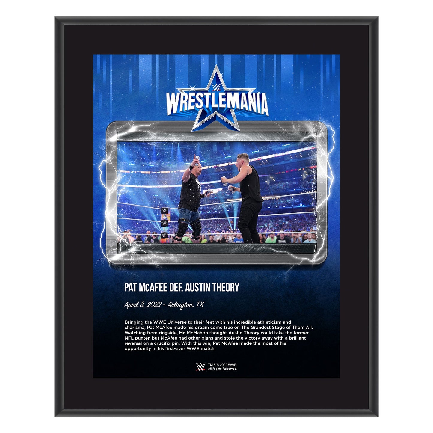 Stone Cold Steve Austin & Pat McAfee WrestleMania 38 10x13 Commemorative Plaque