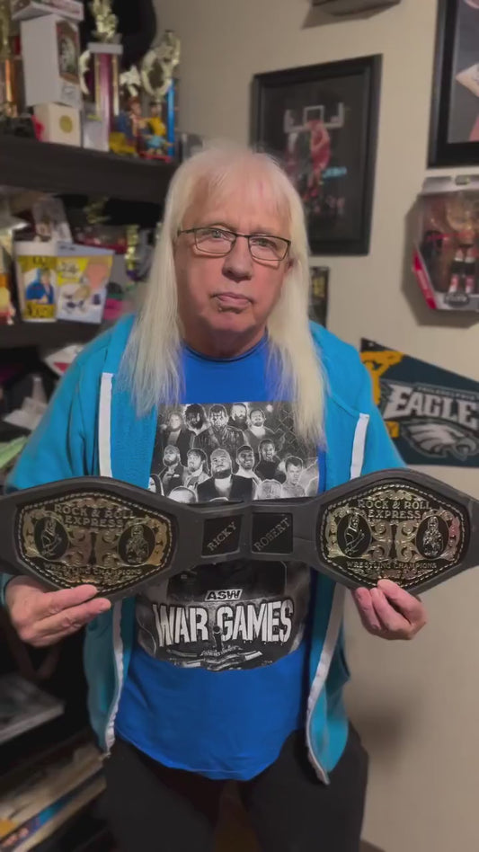 NWA Rock & Roll fan club exclusive tag team belts 1985