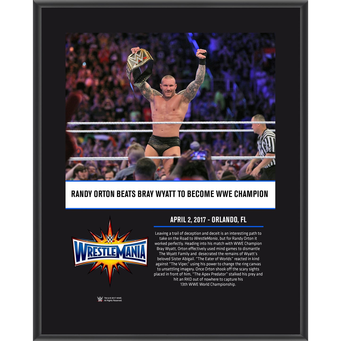 Randy Orton 10.5" x 13" WrestleMania 33 Sublimated Plaque