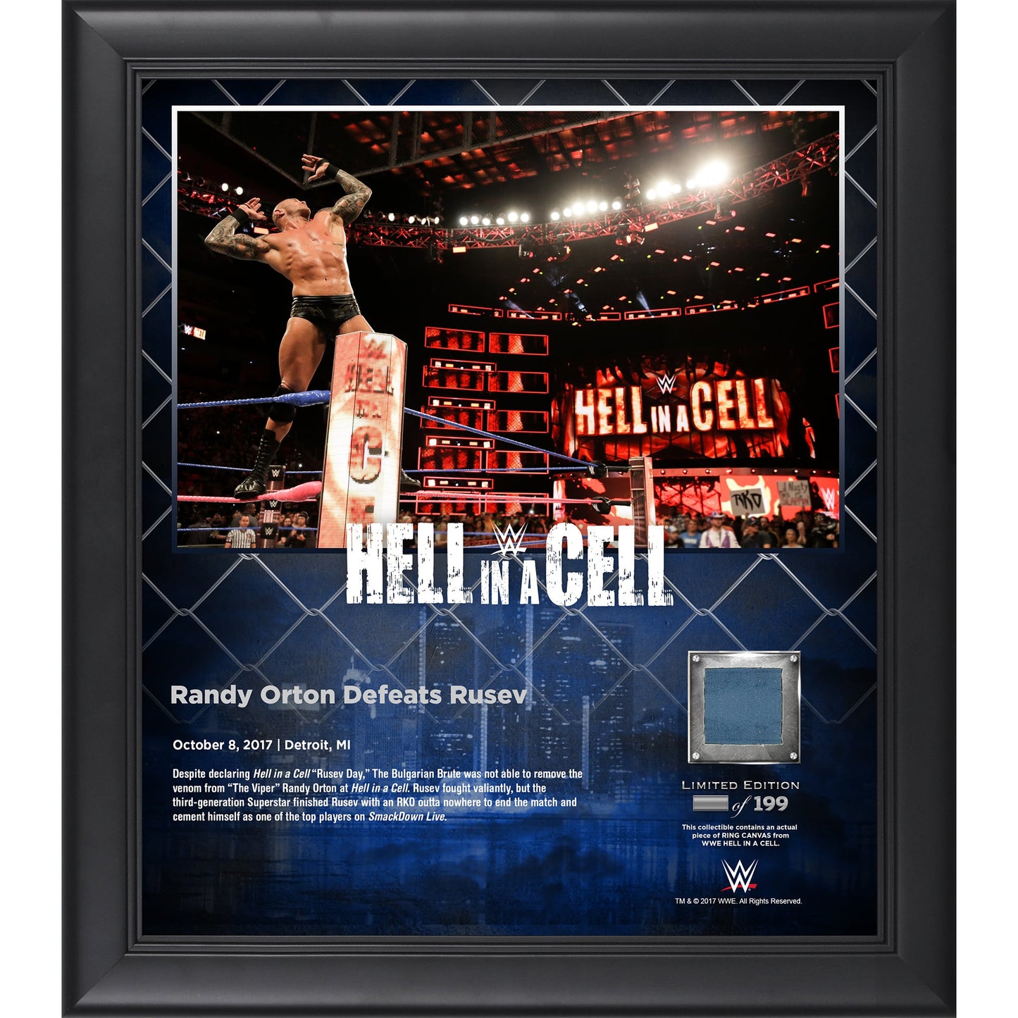 Randy Orton Framed 15" x 17" 2017 Hell In A Cell Collage with a Piece of Match-Used Canvas - Limited Edition of 199
