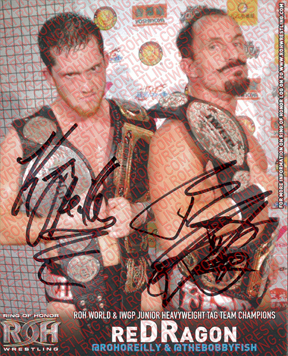 REDRAGON JR IGWP & ROH TAG TEAM AUTOGRAPHED 8X10