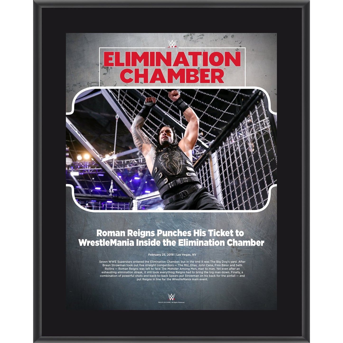 Roman Reigns 10.5" x 13" 2018 Elimination Chamber Sublimated Plaque
