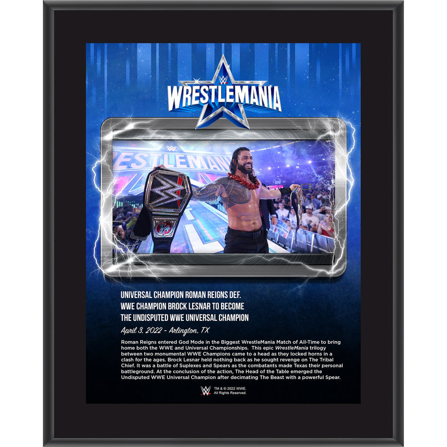 Roman Reigns 10.5" x 13" WrestleMania 38 Night 2 Sublimated Plaque Plaque PWcatalog