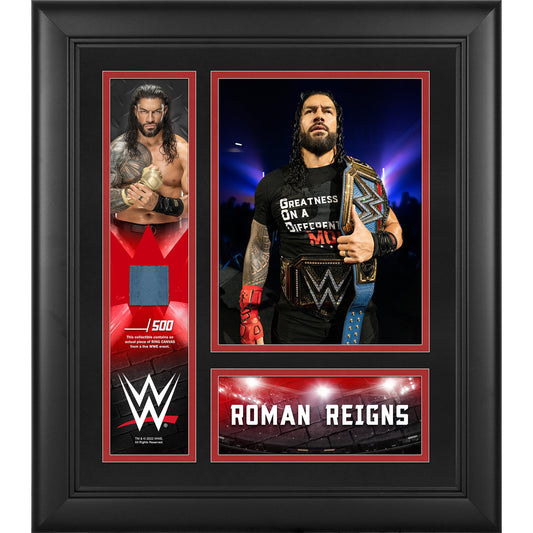 Roman Reigns Framed 15" x 17" Collage with a Piece of Match-Used Canvas - Limited Edition of 500