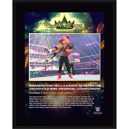 Roman Reigns WWE 10.5" x 13" 2023 Crown Jewel Sublimated Plaque 