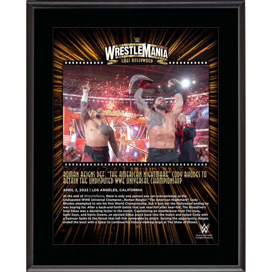 Roman Reigns WWE 10.5" x 13" 2023 WrestleMania 39 Night 2 Sublimated Plaque Wall Art & Posters PWcatalog