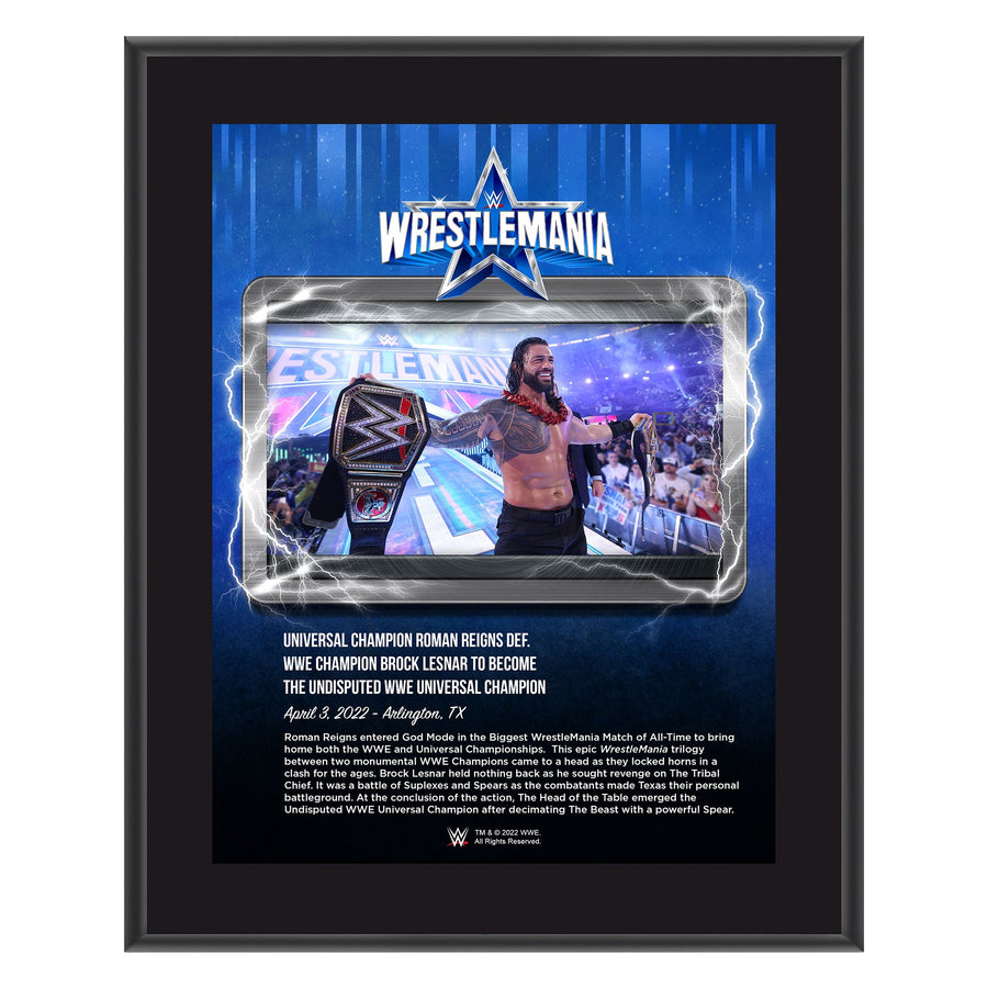 Roman Reigns WrestleMania 38 10x13 Commemorative Plaque