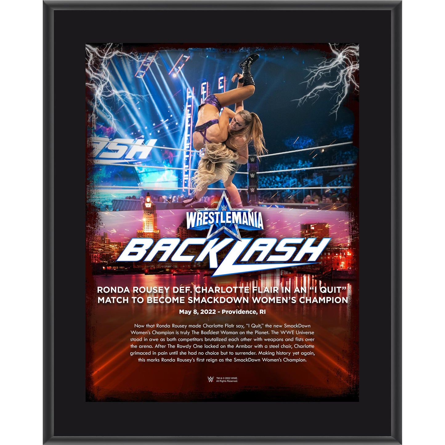 Ronda Rousey 10.5" x 13" WrestleMania Backlash Sublimated Plaque