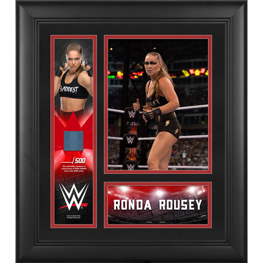 Ronda Rousey Framed 15" x 17" Collage with a Piece of Match-Used Canvas - Limited Edition of 500 Photo PWcatalog