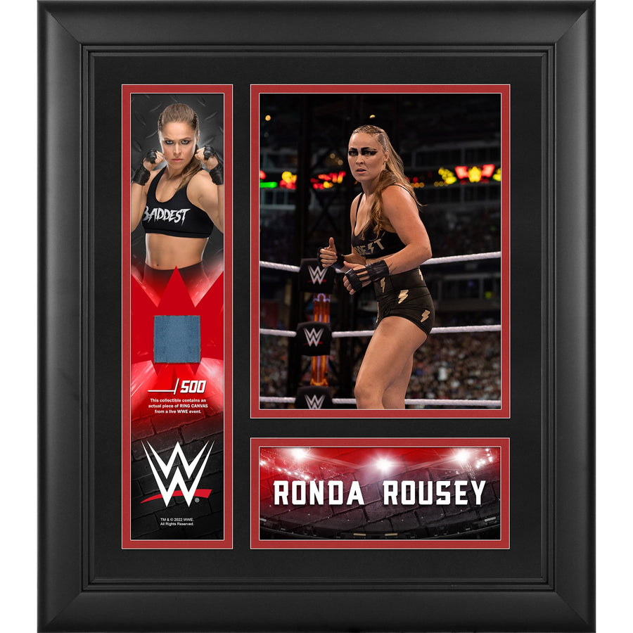 Ronda Rousey Framed 15" x 17" Collage with a Piece of Match-Used Canvas - Limited Edition of 500